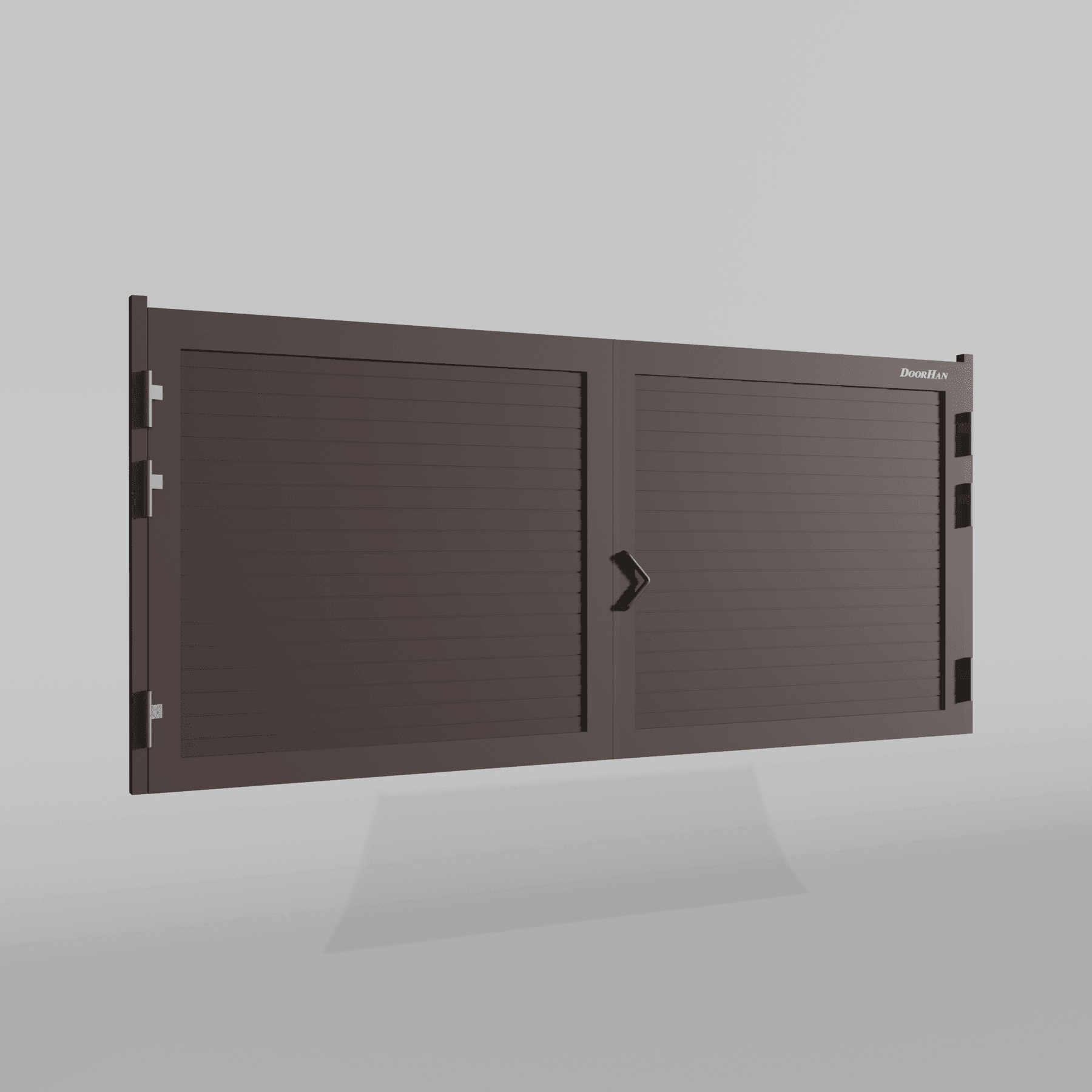 Распашные ворота DoorHan 4700х1700 цвета RAL 8017 (коричнево-красный) с дизайном «доска» с автоматикой