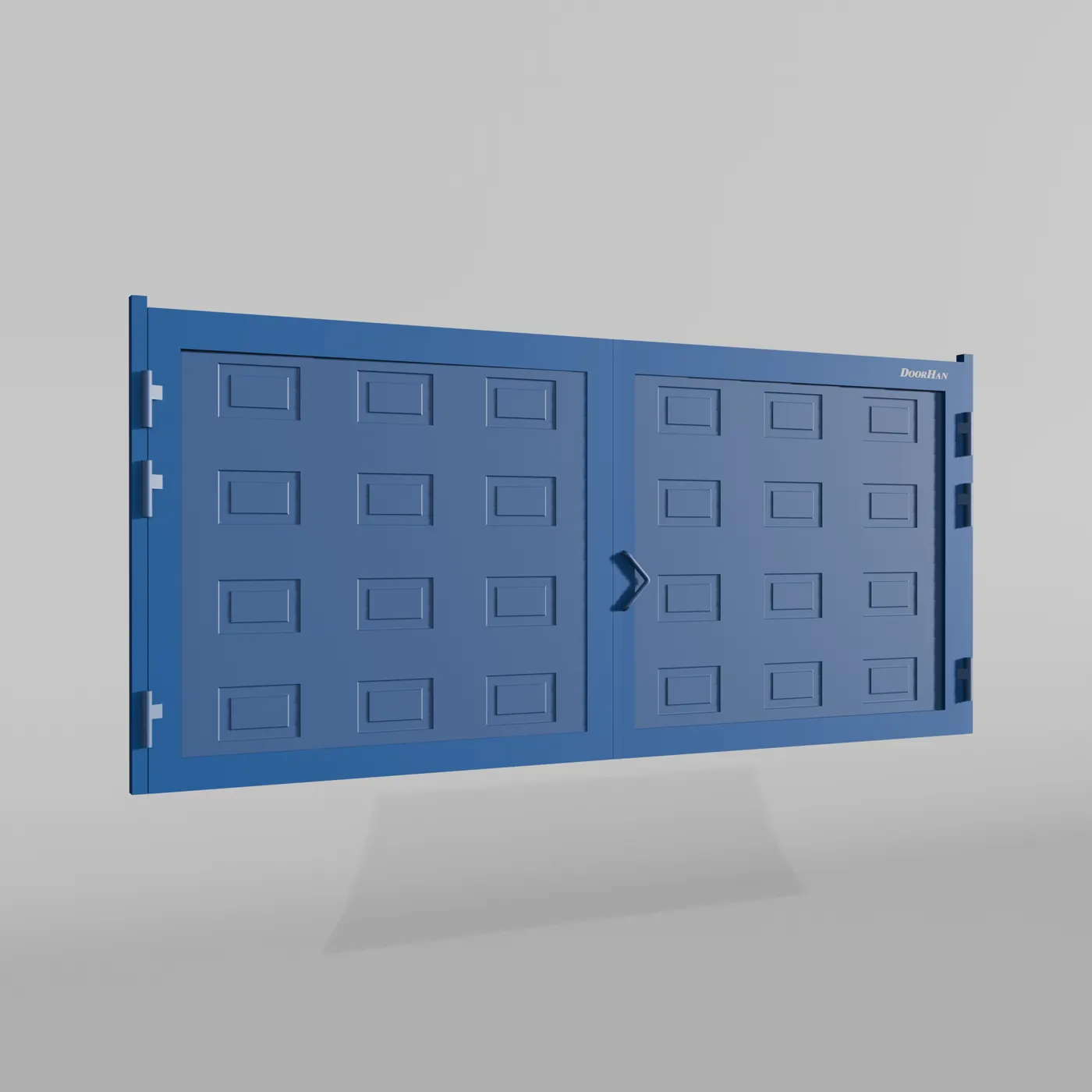 Распашные ворота DoorHan 2200х1900 цвета RAL 5005 (синий) с дизайном «филенка» без автоматики